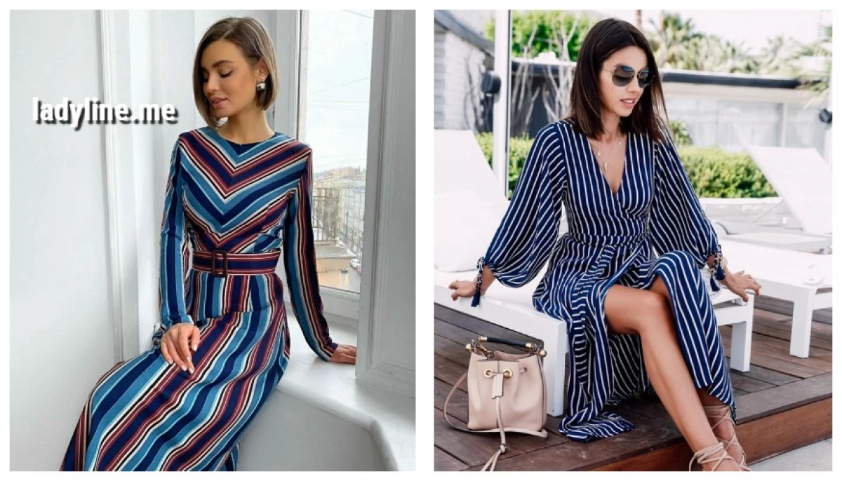 Summer dresses 2021 na may fashionable striped print. 12658_1