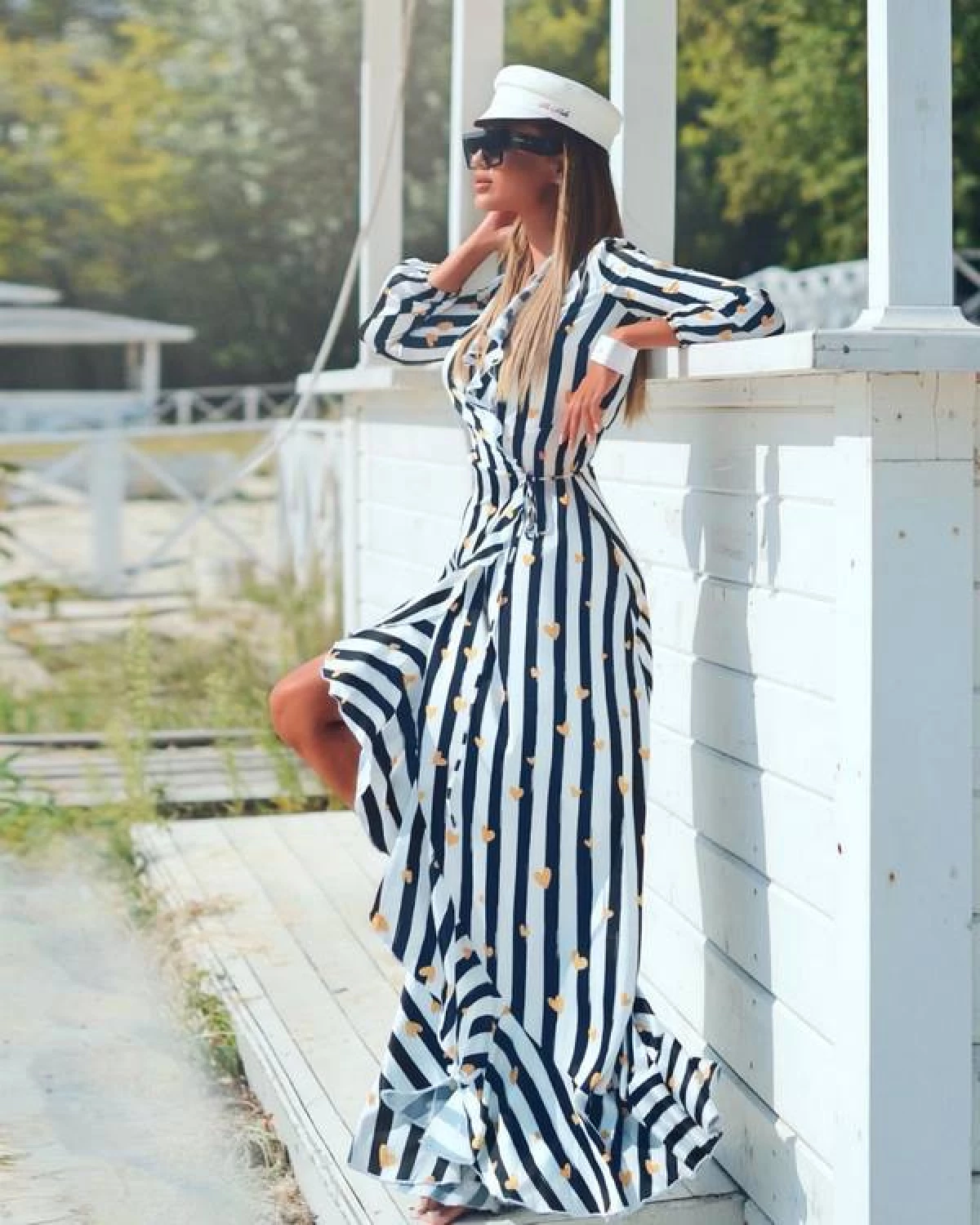 Summer dresses 2021 na may fashionable striped print. 12658_20