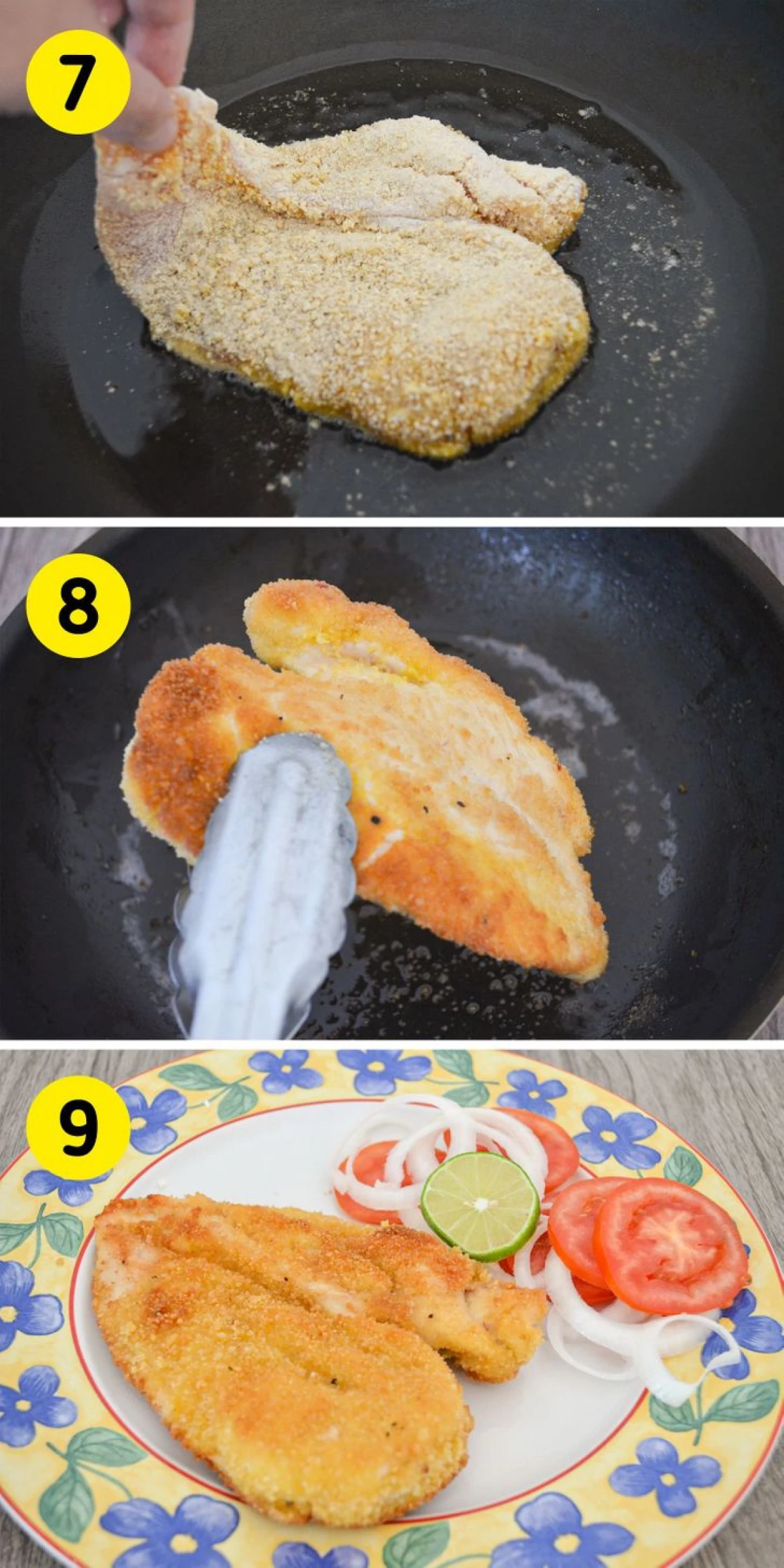 Cómo cocinar Schnitzel de pollo en el empanado (2 recetas) 14240_8