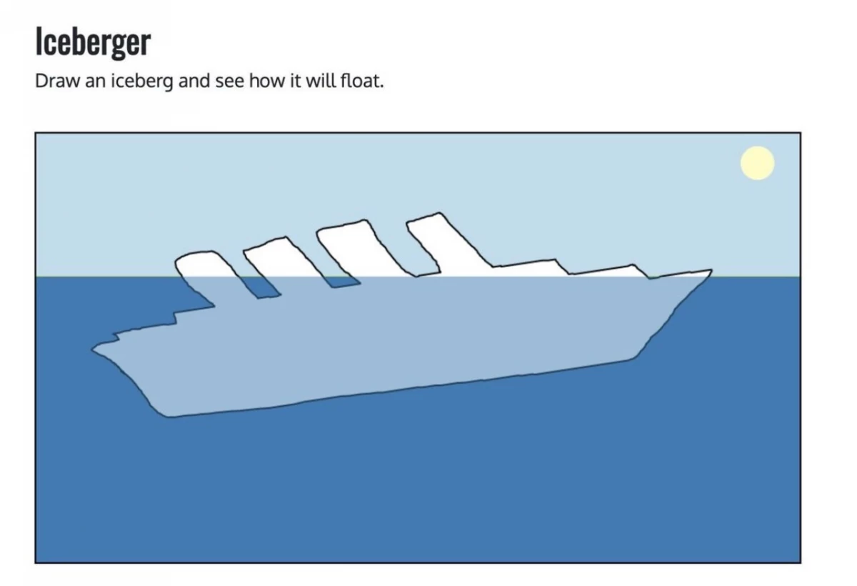 Draw your own iceberg and see how he will actually hold over the water 22205_1