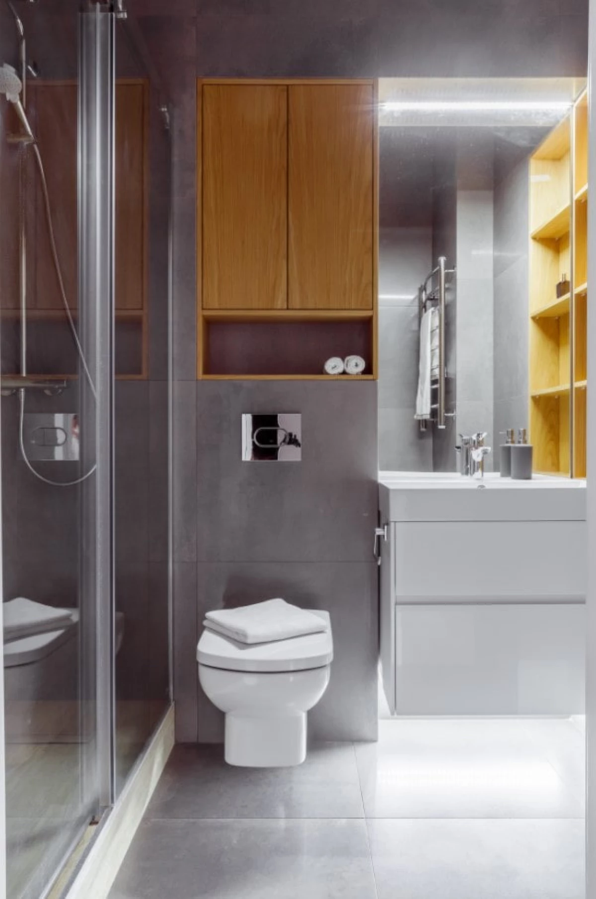 ออกแบบห้องน้ำในปี 2021 (70 รูป) - แนวโน้มและคำแนะนำสำหรับการลงทะเบียน 23378_54