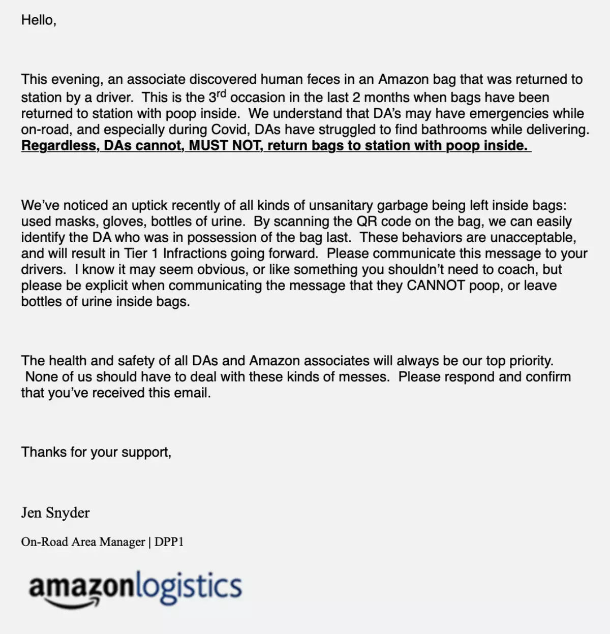 Amazon menyampaikan mengadu tentang keadaan 