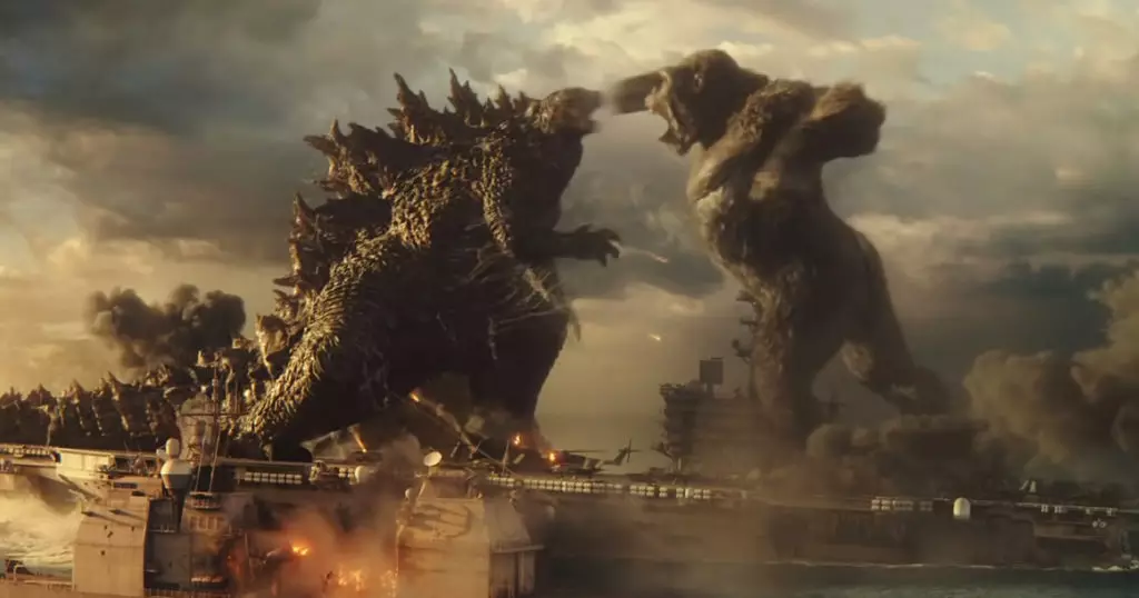 Berechnen Godzilla a Firmen Kong zesummegesat Corriber