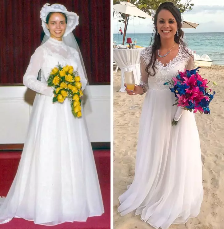 20+ nenas que arriscaron casar nos vestidos de noiva das súas avoas e nais 13808_15