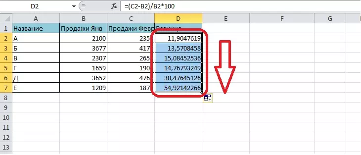 Sådan beregnes procentdelen af ​​tallet i Excel. Sådan beregnes en indsats i Excel 17608_17