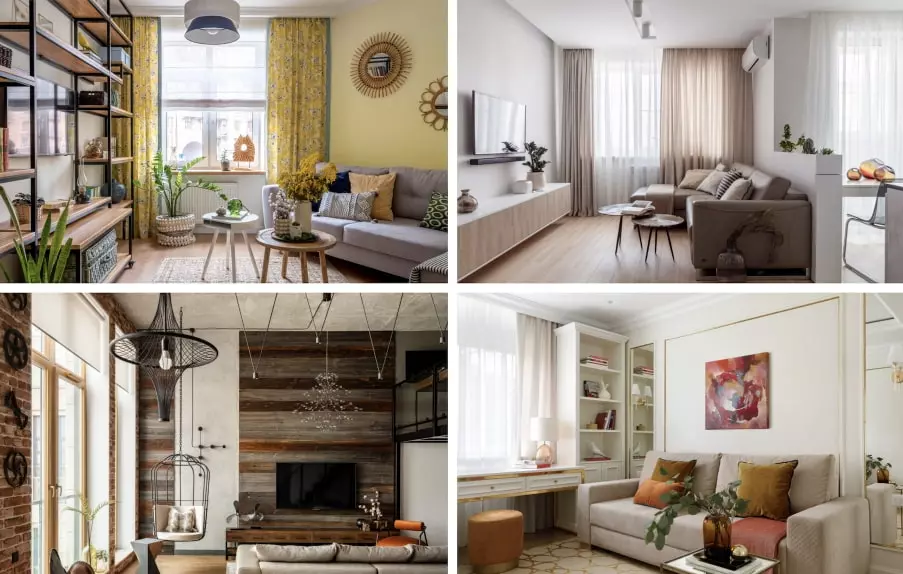 رہنے کے کمرے کے لئے سب سے زیادہ آرام دہ اور پرسکون رنگ کے مجموعے - 10 تیار شدہ اسکیمز