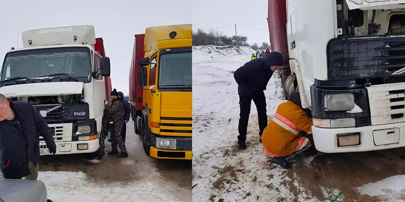 In trucker út Moldaav foel yn in wanhopige situaasje yn Slutsk. Foar in oere kamen tsientallen auto's 20498_2