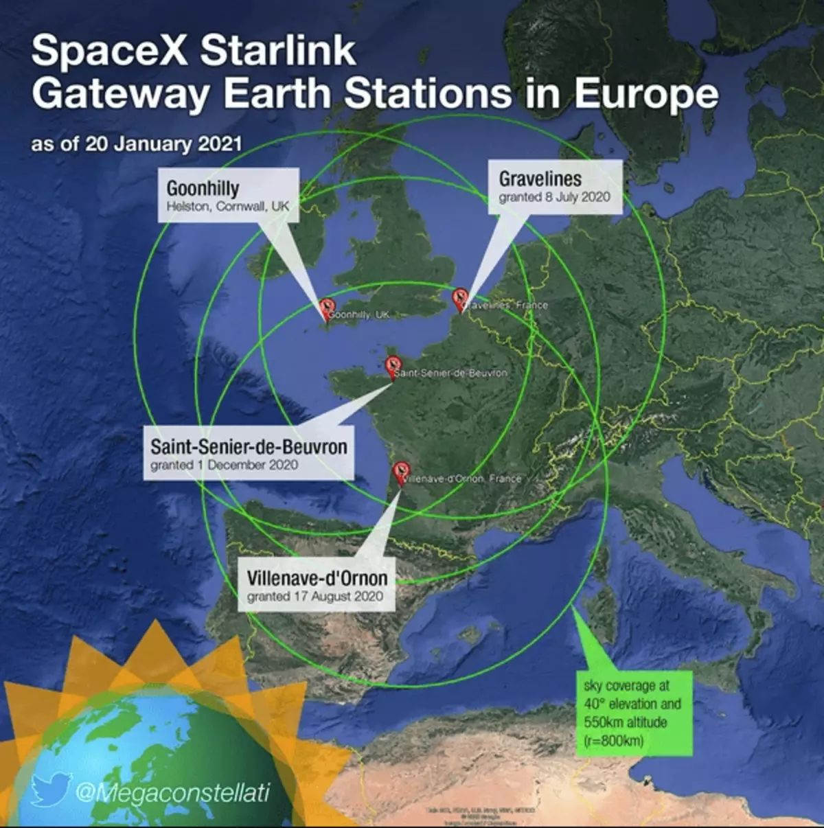 SpaceX Starlink Telecommunication Project wurdt wirklik wrâldwiid - plus Frankryk, Sily en Argentynje 20536_4