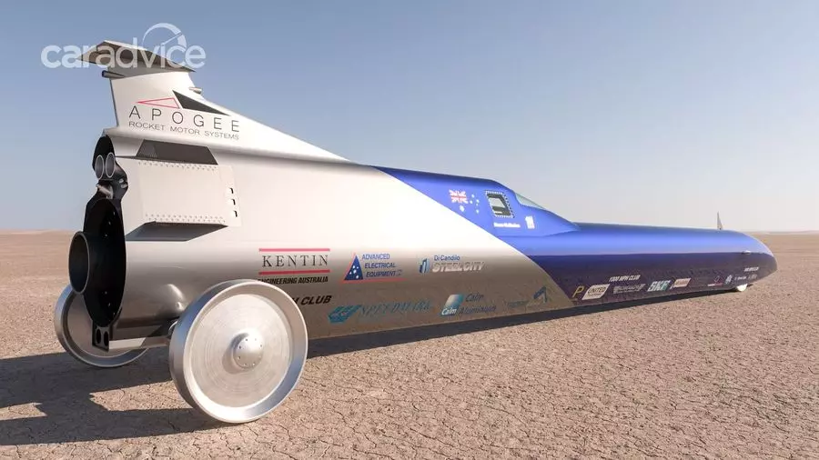 Australialaiset rakensivat raketin auton, jonka kapasiteetti on 202 500 voimaa asettaa nopeustietue maan päällä 20747_2