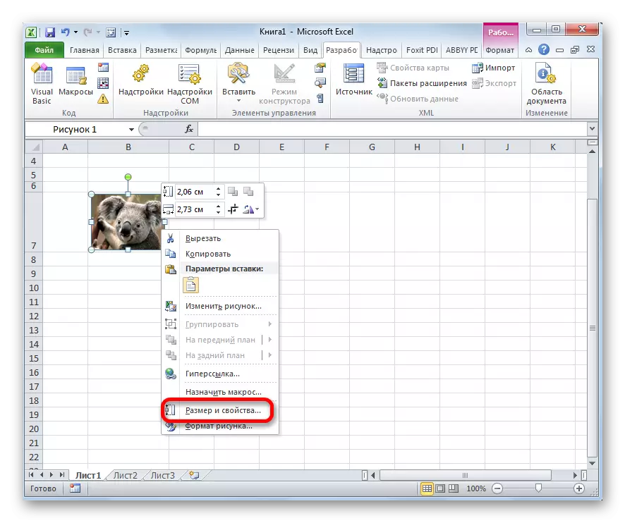 Come inserire un'immagine nel tavolo di Excel. Inserire e configurazione di un'immagine in Excel 2076_9