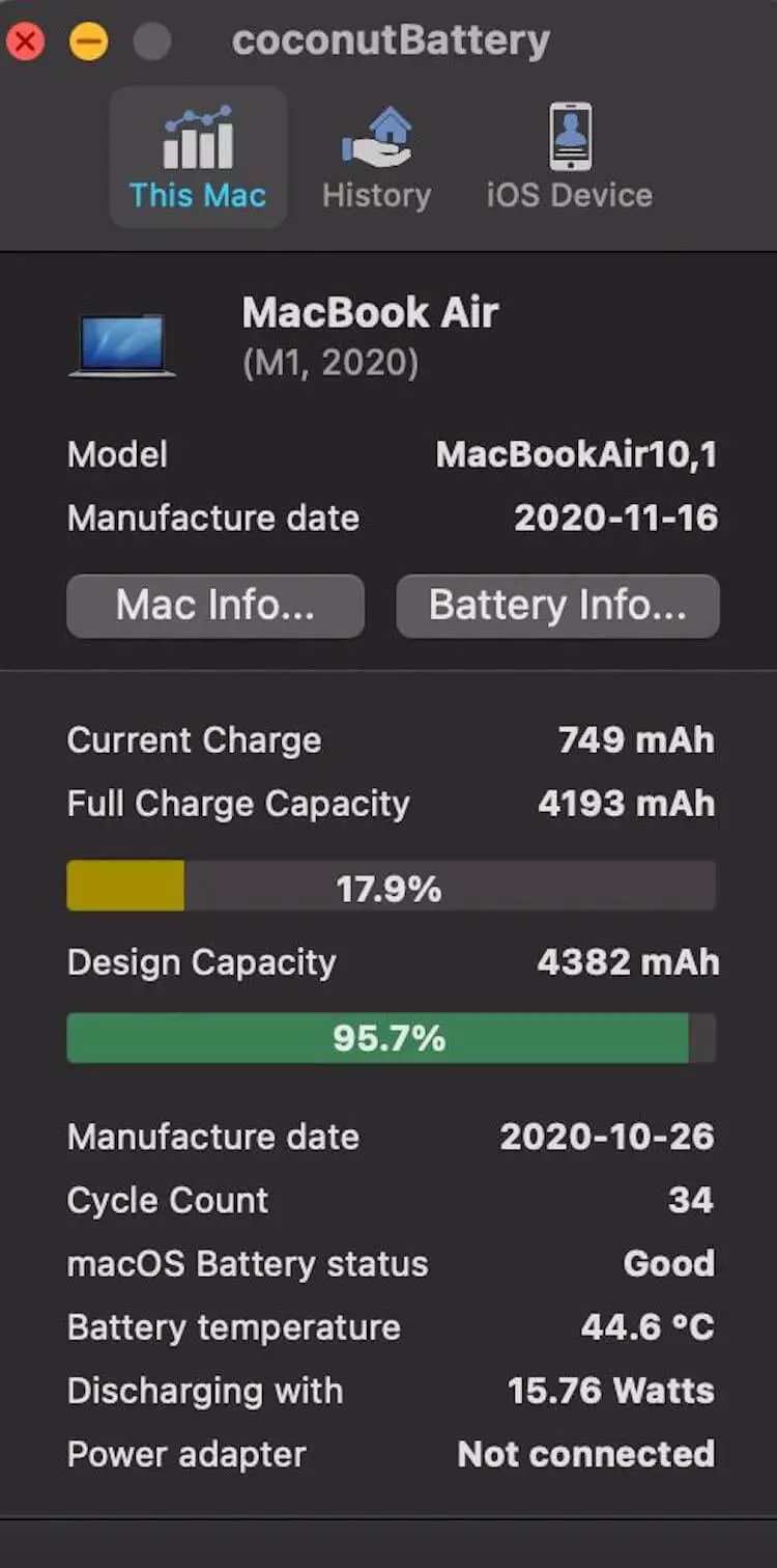 In MacBook Air and MacBook Pro on M1, the battery capacity is sharply reduced. Check your laptop! 244_2
