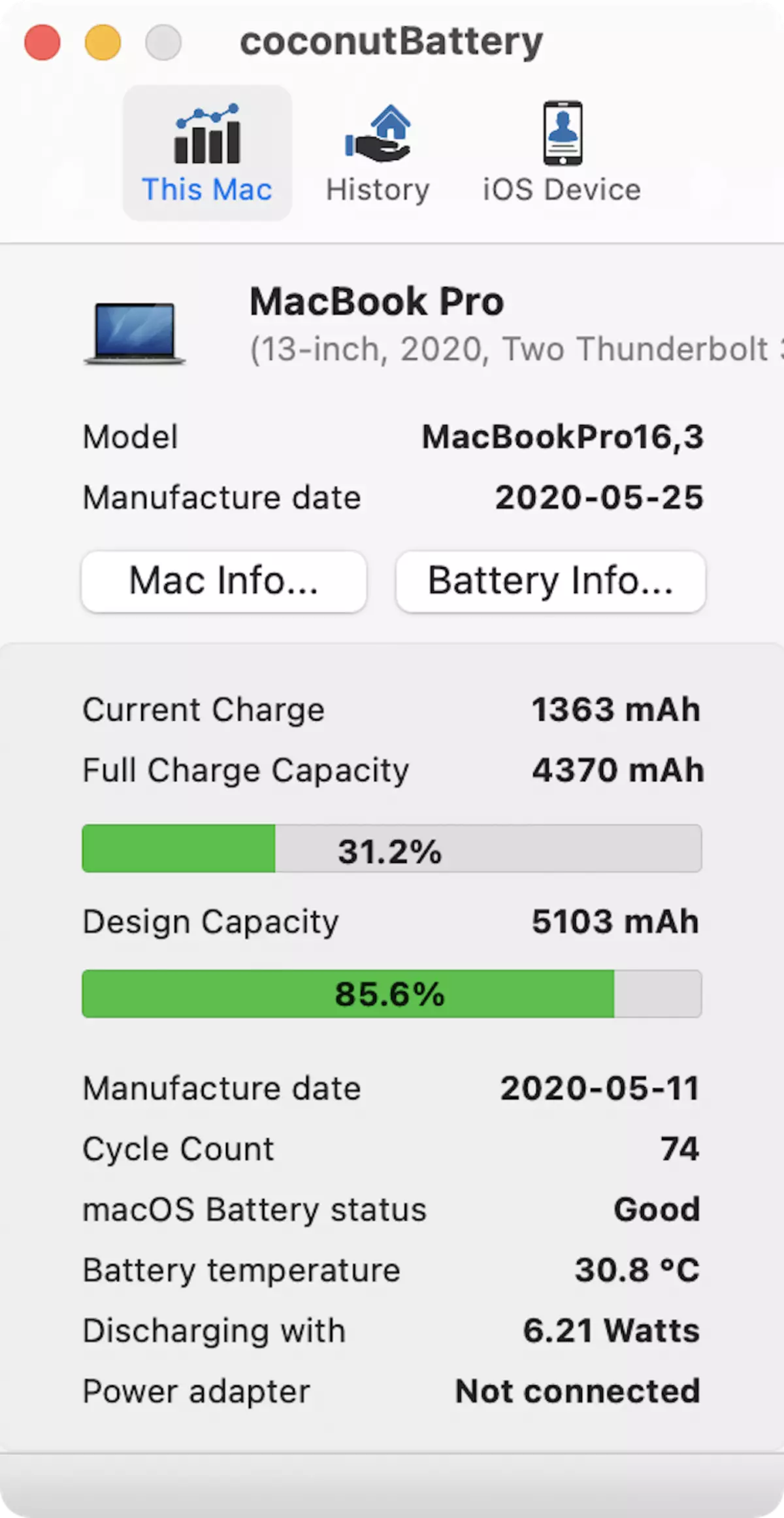 In MacBook Air en MacBook Pro op M1 wordt de batterijcapaciteit sterk verminderd. Controleer uw laptop! 244_6