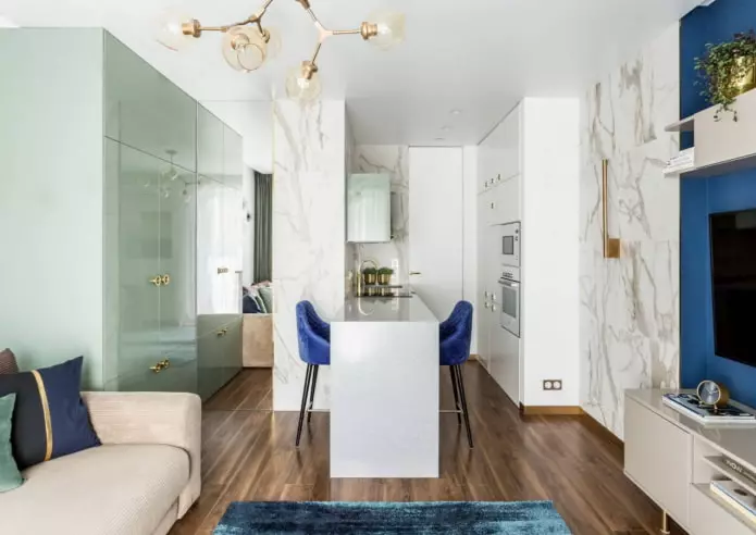 Hvordan ser marmor i interiøret? - 7 viktige øyeblikk for å skape et luksuriøst design (56 bilder) 8607_19